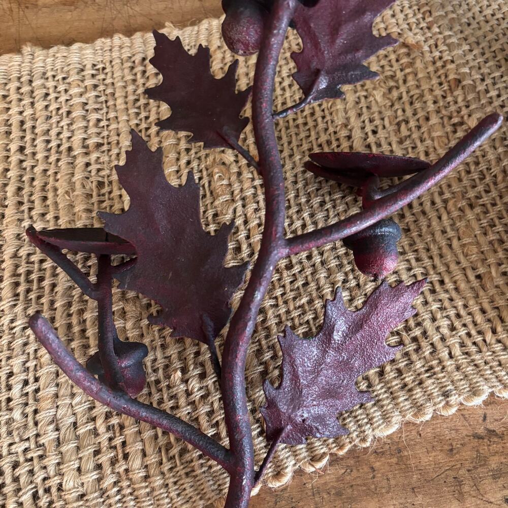 Wall Sconce Candle Holder Rustic Leaves & Acorns 14 X 10" Holds 3 pillar candles - Picture 13 of 14